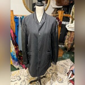 Black faux leather sleeve jacket